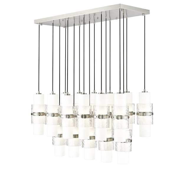 Z-Lite Cayden Linear Chandelier, 17-Light, 18 In.W x 42 In.L x 16.75 In.H, Brushed Nickel/Clear 1946P-17L-BN - main